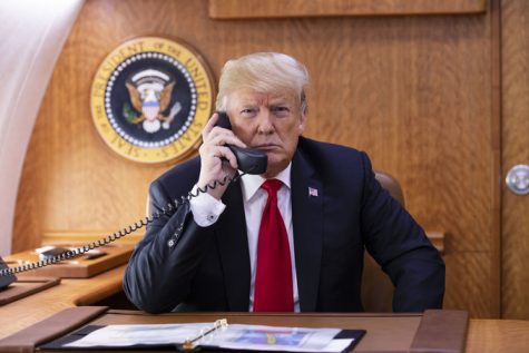 President Trump on the phone with Alabama Governor Kay Ivey in October 2018. A different phone call that the president made in the summer of 2019 is the subject of his potential removal from office.