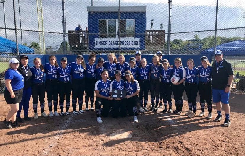 The Falcons line up for a team photo as the CIAC Class LL runner-up for softball.