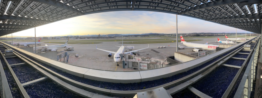 Sunrise at Zurich International Airport. Featured planes: SWISS B777, Etihad B787, United B757, SWISS A330, CHair A320.