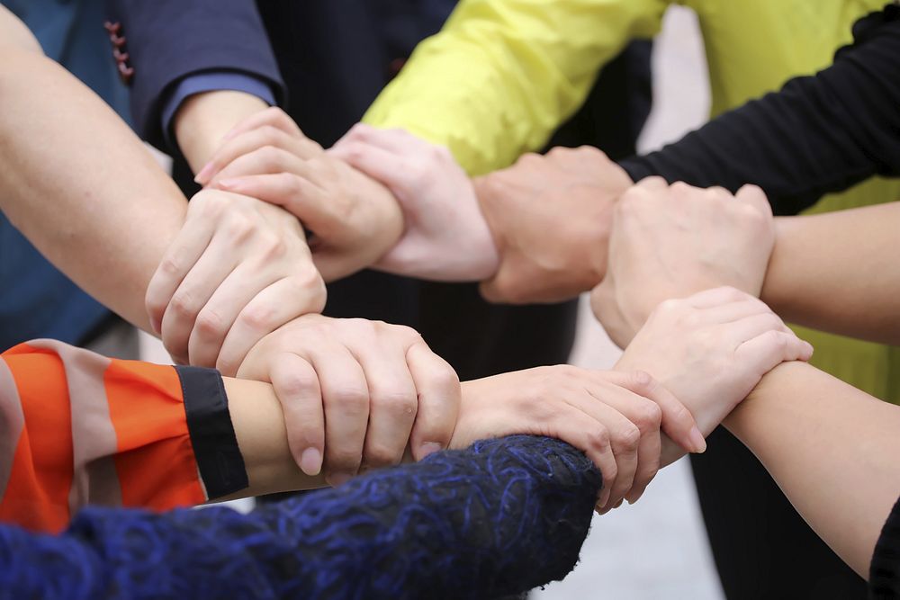 Free hands joining together image, public domain teamwork CC0 photo.

More:

 View public domain image source here
